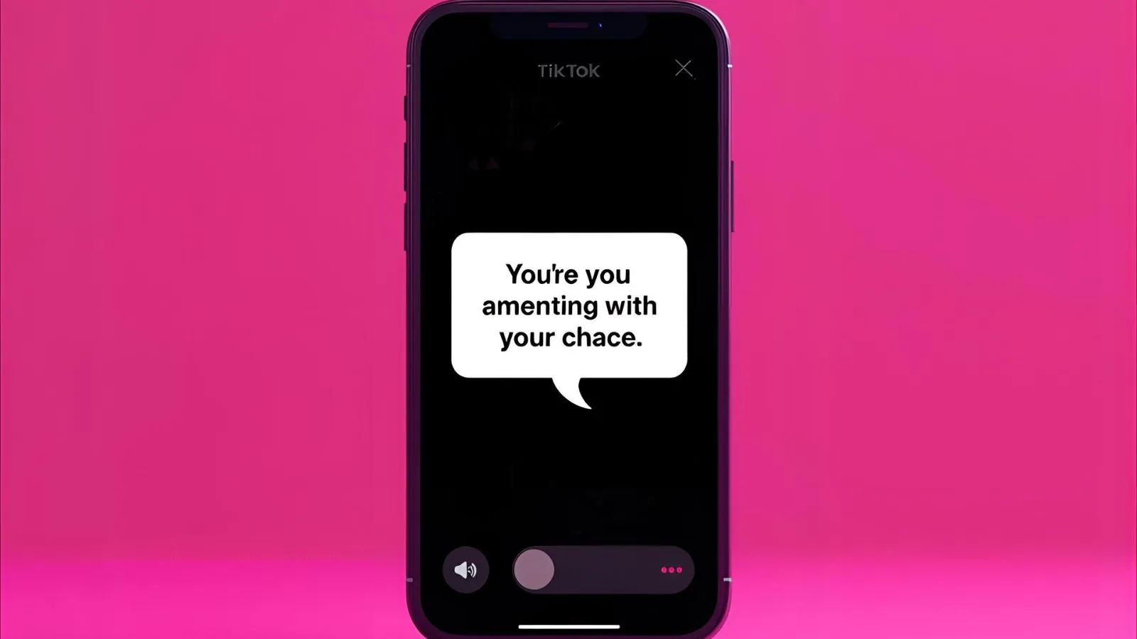 Phone mockup with a TikTok post and witty caption bubble.