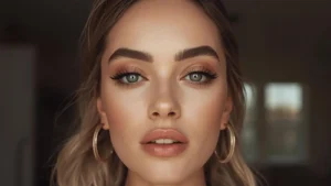 Natural beauty no makeup selfie with soft light, embracing authenticity.