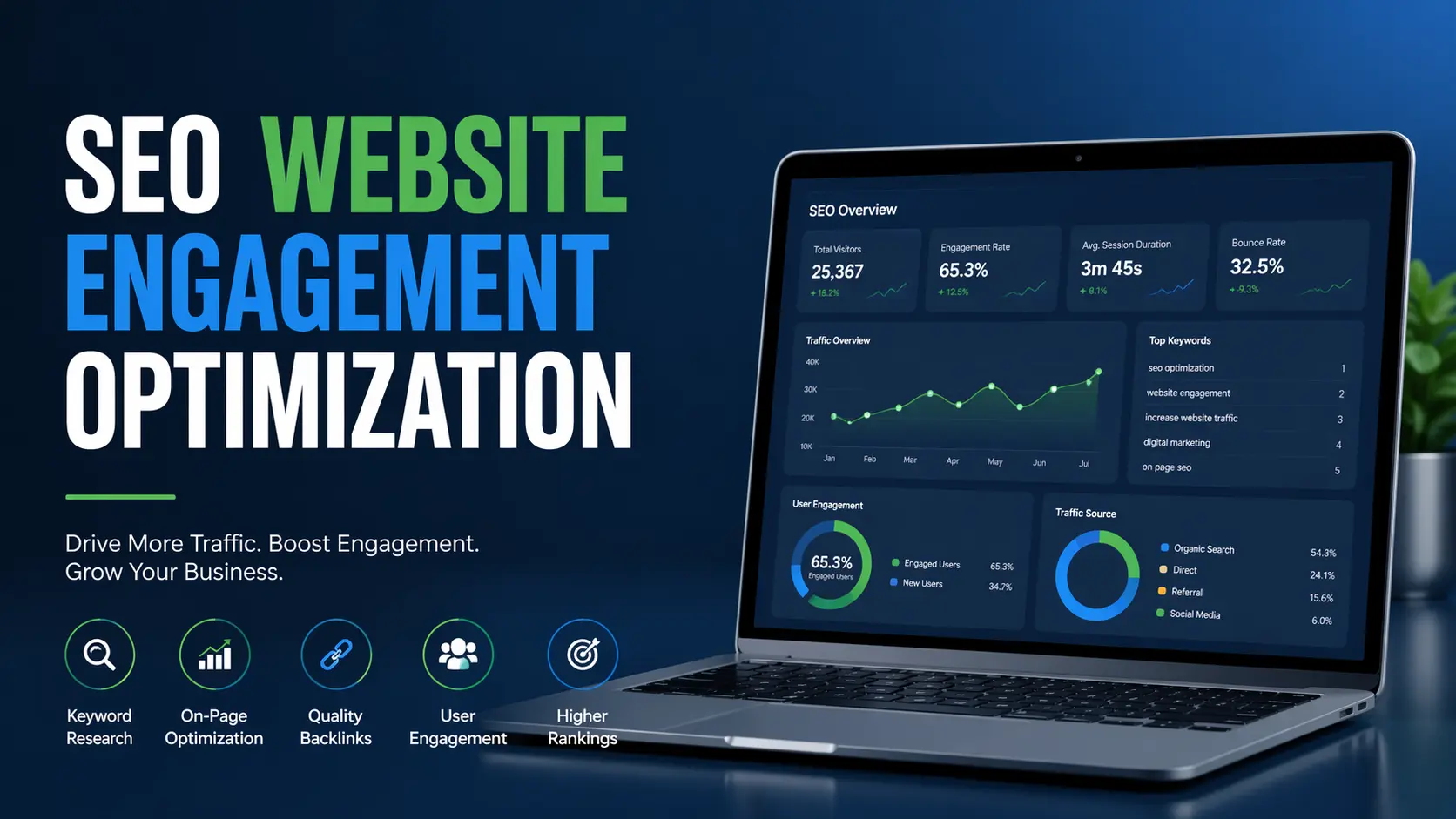 SEO Website Engagement Optimization: Turn Traffic Into Real Results Getting traffic is only half the battle. If visitors land on your site and leave within seconds, your SEO isn’t truly working. That’s where SEO website engagement optimization comes in—turning passive visits into meaningful interactions that boost rankings, conversions, and long-term growth. This guide shows you how to improve engagement signals the right way, with practical tactics you can apply immediately. What Is SEO Website Engagement Optimization? SEO engagement optimization is the process of improving how users interact with your website after they arrive from search engines. Instead of focusing only on rankings, you optimize for behaviors like: Time on page Pages per session Bounce rate Scroll depth Click-through rate (CTR) Search engines pay attention to these signals. If users stay longer and engage more, it suggests your content satisfies search intent—which can positively influence rankings over time. Why Engagement Matters for SEO High engagement tells search engines one thing: your content is valuable. Here’s what happens when engagement improves: Lower bounce rates signal relevance Longer sessions indicate quality content More clicks and interactions show user satisfaction Better UX leads to higher conversion rates In short, engagement bridges the gap between traffic and results. 1. Match Search Intent First If your content doesn’t match what users are looking for, nothing else matters. Types of search intent: Informational – “how to improve SEO engagement” Navigational – looking for a specific site Transactional – ready to buy or sign up Commercial – comparing options Example: If someone searches “SEO website engagement optimization”, they expect: Clear explanation Practical strategies Real examples Not a sales pitch or vague theory. Quick tip: Analyze top-ranking pages and align your structure, depth, and format with what already works. 2. Write for Humans, Not Just Keywords Keyword stuffing kills engagement. Readability wins. How to improve readability: Use short paragraphs (2–4 lines) Add clear headings and subheadings Write in simple, conversational language Avoid jargon unless necessary Example: Instead of: “Utilize comprehensive methodologies to enhance user interaction metrics…” Write: “Make your content easier to read and people will stay longer.” Simple always performs better. 3. Optimize Your Above-the-Fold Content The first 5 seconds decide everything. When users land on your page, they should instantly see: What the page is about Why it matters What they’ll gain Best practices: Strong headline Clear introduction No clutter Fast loading If users don’t understand your page quickly, they leave. 4. Improve Page Speed and Mobile Experience Slow websites destroy engagement. Focus on: Fast loading time (under 3 seconds) Mobile-friendly design Clean layout with easy navigation Tools to use: Google PageSpeed Insights Core Web Vitals reports Even a 1-second delay can significantly increase bounce rates. 5. Use Internal Linking Strategically Internal links guide users deeper into your site. Benefits: Increase pages per session Reduce bounce rate Help search engines understand your structure Example: If someone reads about SEO basics, link to: Keyword research guide On-page SEO checklist Technical SEO tips Make it natural, not forced. 6. Add Engaging Visual Elements People don’t read everything—they scan. Break up your content with: Images Infographics Videos Bullet points Why it works: Visuals make content easier to digest and keep users on the page longer. 7. Use Clear Calls to Action (CTAs) Don’t leave users wondering what to do next. Examples: “Read the full SEO checklist” “Download the guide” “Start optimizing your site today” A good CTA turns engagement into action. 8. Structure Content for Easy Scanning Most users skim before they read. Make your content scannable: Use bold text for key ideas Add bullet points Keep sections short Use descriptive headings If users can quickly find value, they’re more likely to stay. 9. Reduce Bounce Rate With Smart UX A high bounce rate often means poor experience. Fix it by: Improving design clarity Removing distractions Using readable fonts Adding related content suggestions Think like a visitor: Is this page easy and helpful? 10. Track and Improve Engagement Metrics You can’t optimize what you don’t measure. Key metrics to monitor: Bounce rate Average session duration Pages per session Scroll depth Tools: Google Analytics Heatmaps (like Hotjar) Look for patterns and continuously improve. Simple FAQ What is the most important engagement metric for SEO? There’s no single metric, but time on page and bounce rate together give strong insights into content quality. Does engagement directly affect rankings? Not directly confirmed, but strong engagement signals often correlate with better rankings because they reflect user satisfaction. How can I quickly improve engagement? Start with: Better headlines Faster loading speed Clear structure Strong internal linking Is content length important for engagement? Only if it delivers value. Long content works when it’s useful—not when it’s filled with fluff. Conclusion: Engagement Is the Real SEO Advantage SEO is no longer just about ranking—it’s about keeping users on your site and giving them value. When you optimize for engagement: Visitors stay longer They explore more pages They trust your content And they convert SEO website engagement optimization